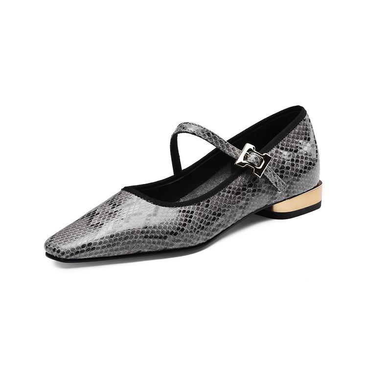 

Fashion New Spring/autumn Genuine Leather Women Shoes Square Toe Shoes for Women Fashion Serpentine Mary Jane Shoes Low Heel Women Pumps 40
