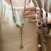 Vintage Ceramic Butterfly Pendant Necklaces for Women New Chinese Ethnic Style Long Adiustable Handmade Bead Chain Charm Jewelry