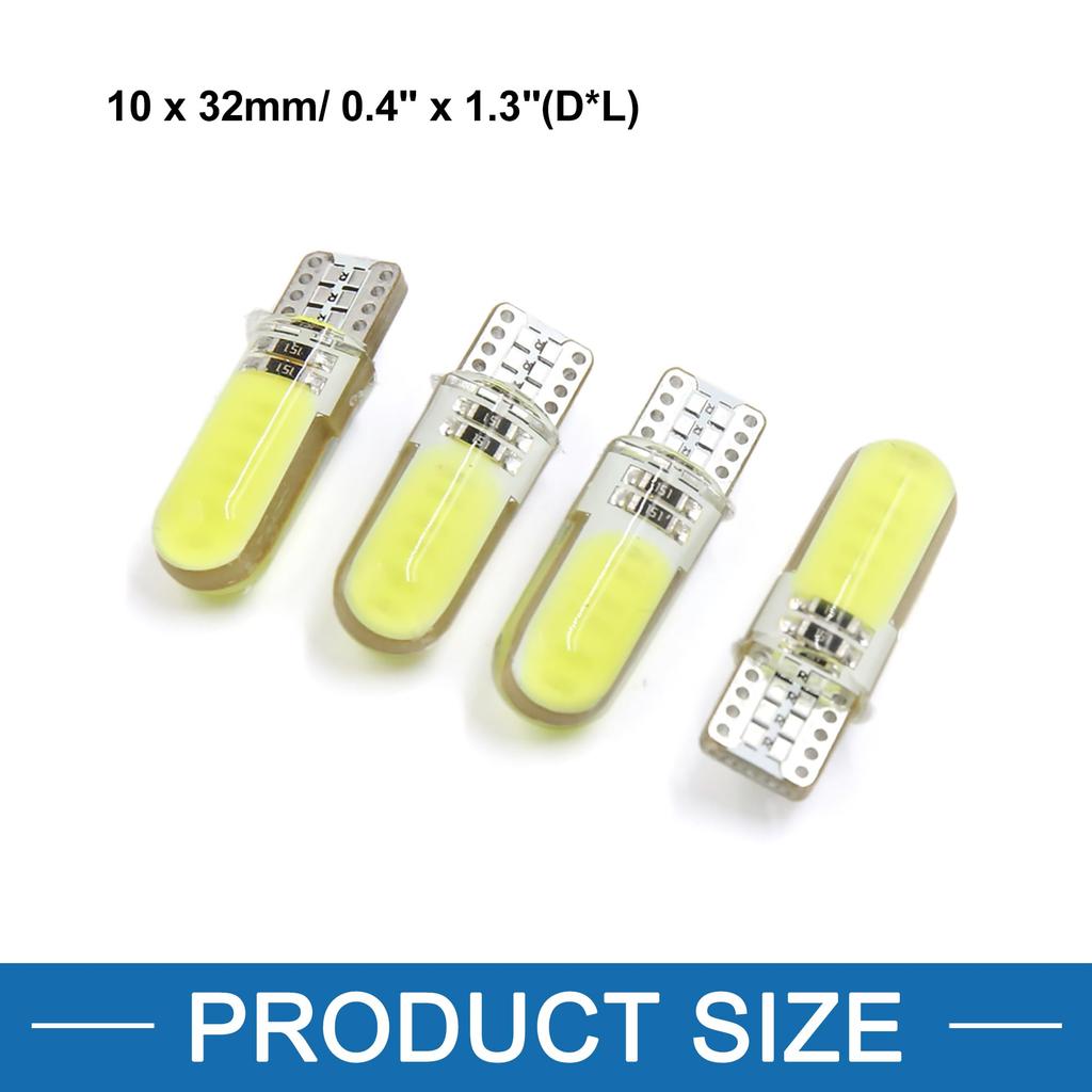 A ABSOPRO T10 CO-B LEDs Dashboard Light Interior W5W 2825 192 194 LED Light Silicone White (Set of 4)