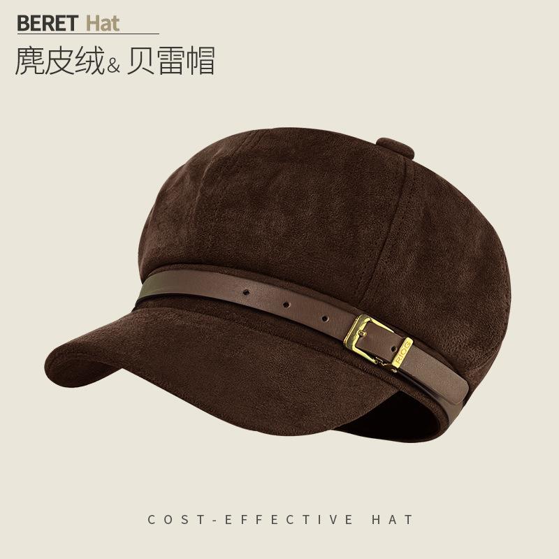 Retro Versatile Woolen Beret Showing Face Ducktongue Octagonal Hat Children'S Warm Windproof Newsboy Hat