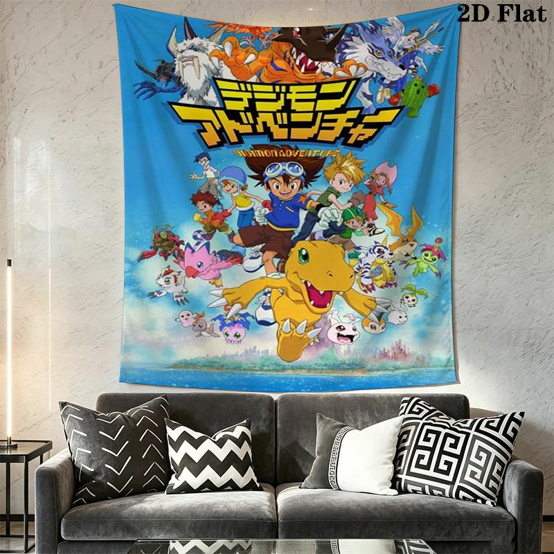 Digimon Heroes Epic Battles Await Tapestry Fashion Print Background Cloth Wall Covering Decoration Atmospheric Background Cloth Home Decor