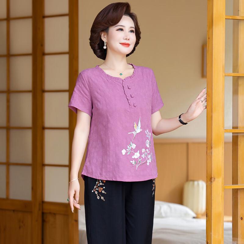 YUZHAOLIN New Chinese Style Women's Summer Short-Sleeve Top Set