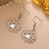 Teamer Buddhist Lotus Flower Women's Earrings Stainless Steel with Clear Zircon Dangle Earrings Yoga Amulet Vintage Jewelry