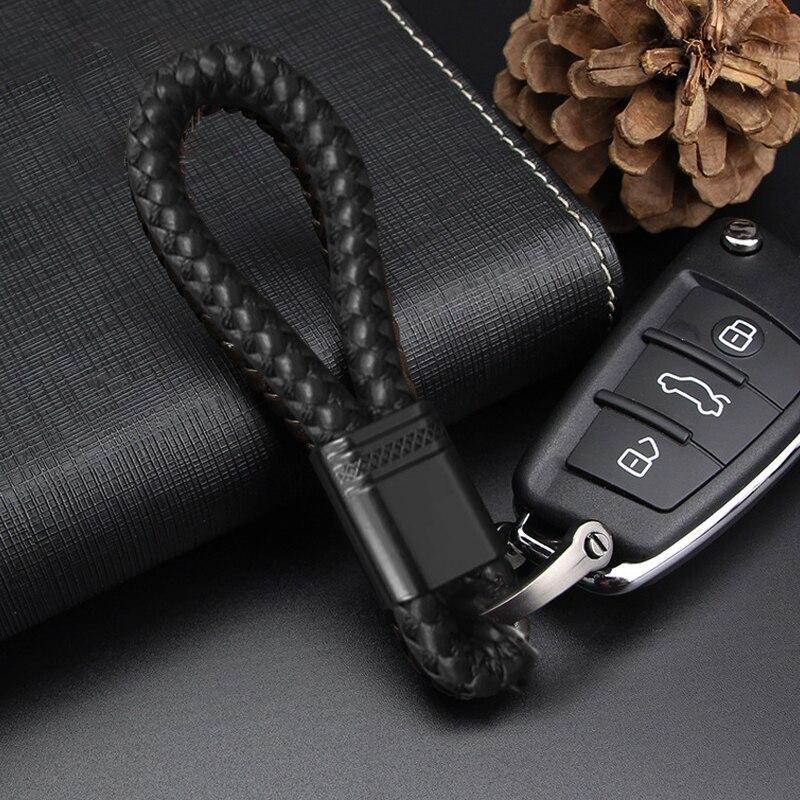 

2pcs PU Leather Rope KeyChain, Hand Woven Horseshoe Buckle Key Ring Car Key Rings For Car Fashion Key Accessory Keyrings Gifts коричневий
