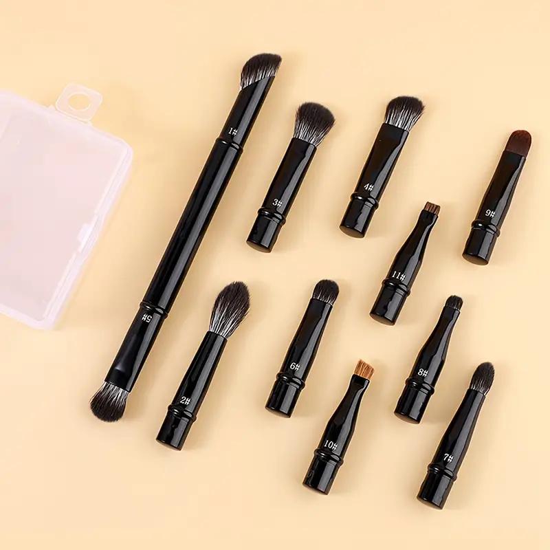 

Набор мини-кистей для макияжа для путешествий из 11 штук с коробкой, двухсторонние съемные сменные кисти, набор кистей для точного смешанного макияжа глаз