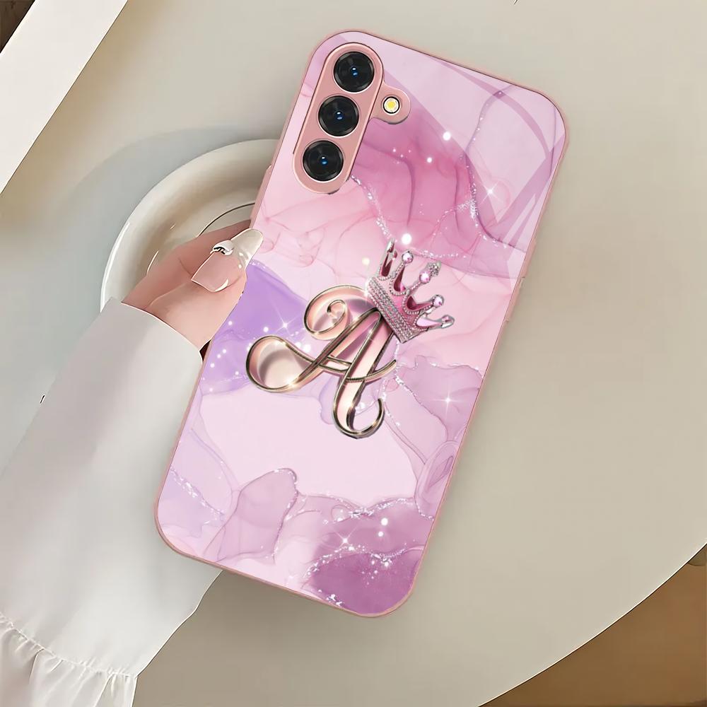 Die Glas-Handyhülle mit dem Design Krone A ist geeignet für Samsung Galaxy S26 S25 S24 S22 S21 S20 FE/Ultra/Plus stoßfest