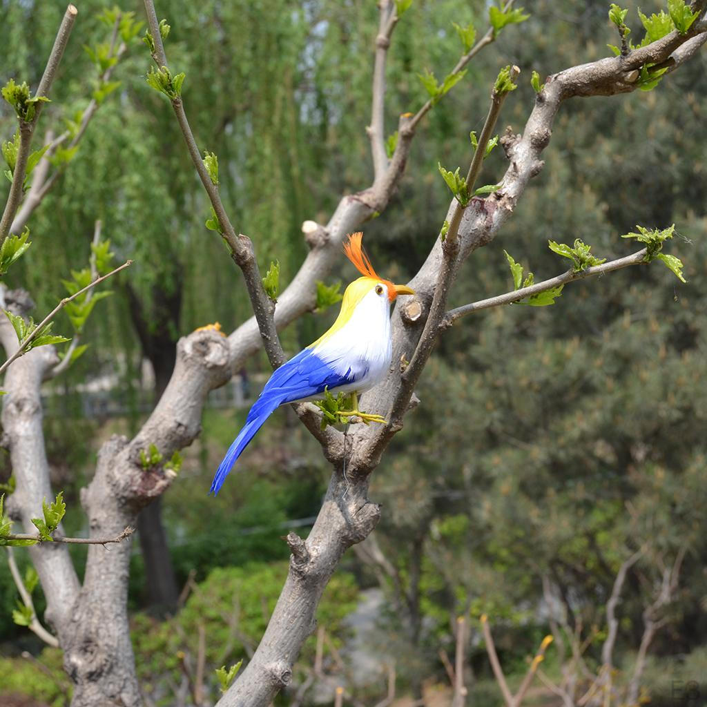 Perched Woodland Birds Artificial Feathered Bird Crafts Colorful