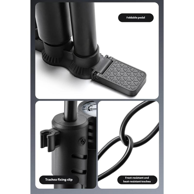 Bicycles Floor Pump with Gauge High Pressure Floor Bike Pump Inflator Cycling Manual Tire Pump Cycling Accessories