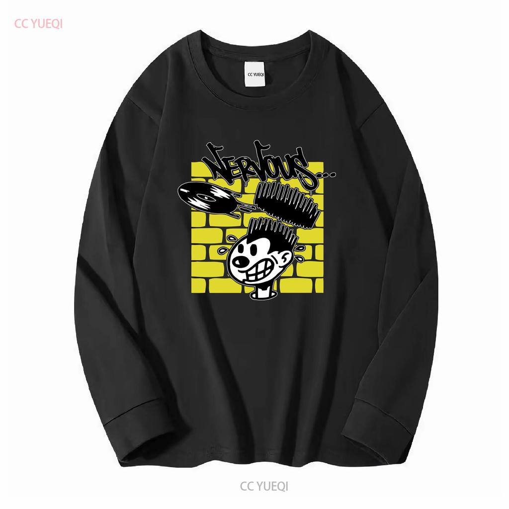 Herren Schwarzes Dj T-Shirt Nervous Records s für einen Musik-Vinyl-Sammler ihn Disk Jockey vintage Gewaschen Dehnbar mode Leicht