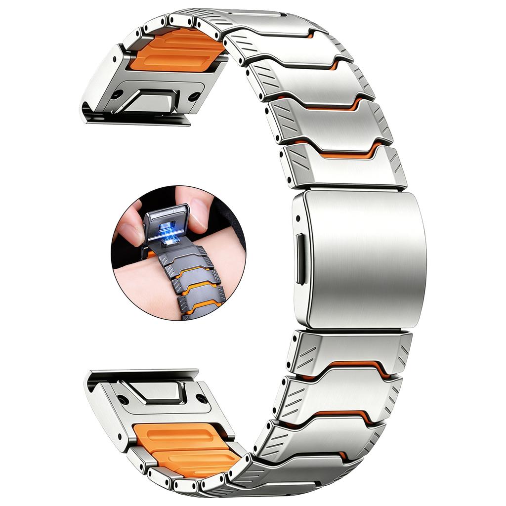 Cinturino QuickFit in Titanio + Silicone da 22/26 mm per Garmin Fenix 8 47/51 mm E 7 7X Pro 6 6X Cinturini per Tactix 8 Enduro 3 Braccialetto