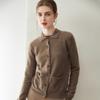 Women's 100% Cashmere Polo Collar Cardigan - Solid Color Knitwear with Pockets
