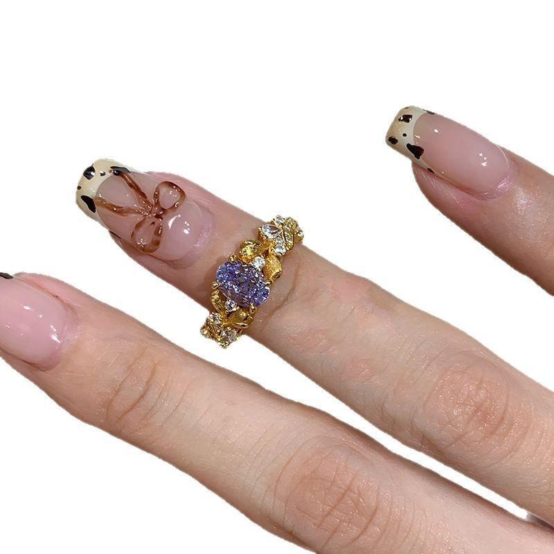 Mittelalterlicher Bauhinienblüten Sternenhimmel High End Offener Vintage-Ring