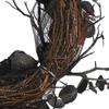 Spooky Flower Wreath for Front Door 17.7 Inch Artificial Black and Red Roses Wreath for Indoor Outdoor Holiday Party