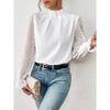 Fall Winter Women's Half Turtleneck Patchwork Wavy Chiffon Long Sleeve Top, European American Style Crossborder Women's Clothing