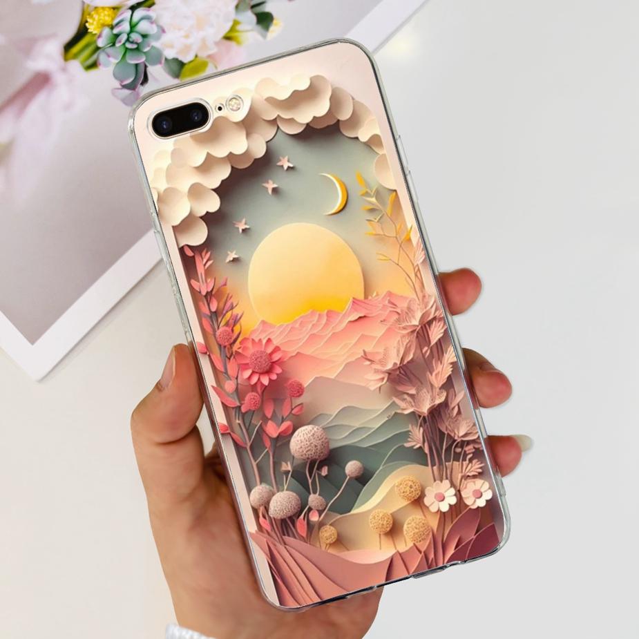 For IPhone 7 Plus Case iPhone8 Plus Fashion Painted Cover Clear Silicone Phone Case For iPhone 8 iPhone7 Plus Soft Fundas Bumper