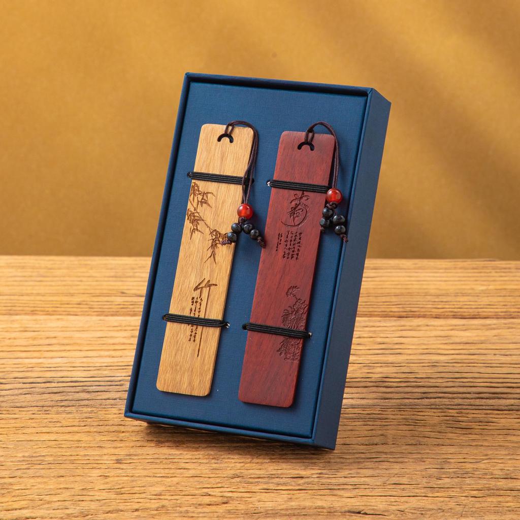 Rosewood Teacher's Day Gift: Carved Chinese Style Wooden Bookmark Set