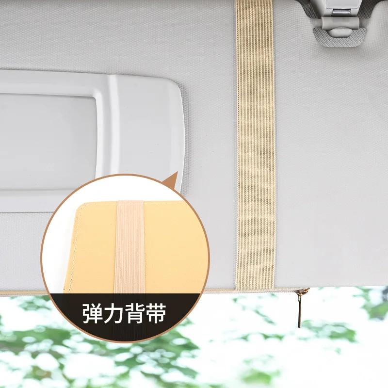 Car Sun Visor Organizer Multi-pocket Zipper Auto Truck SUV Storage Pouch Bills Pen Card Glasses Holder Car Accessories Gadget