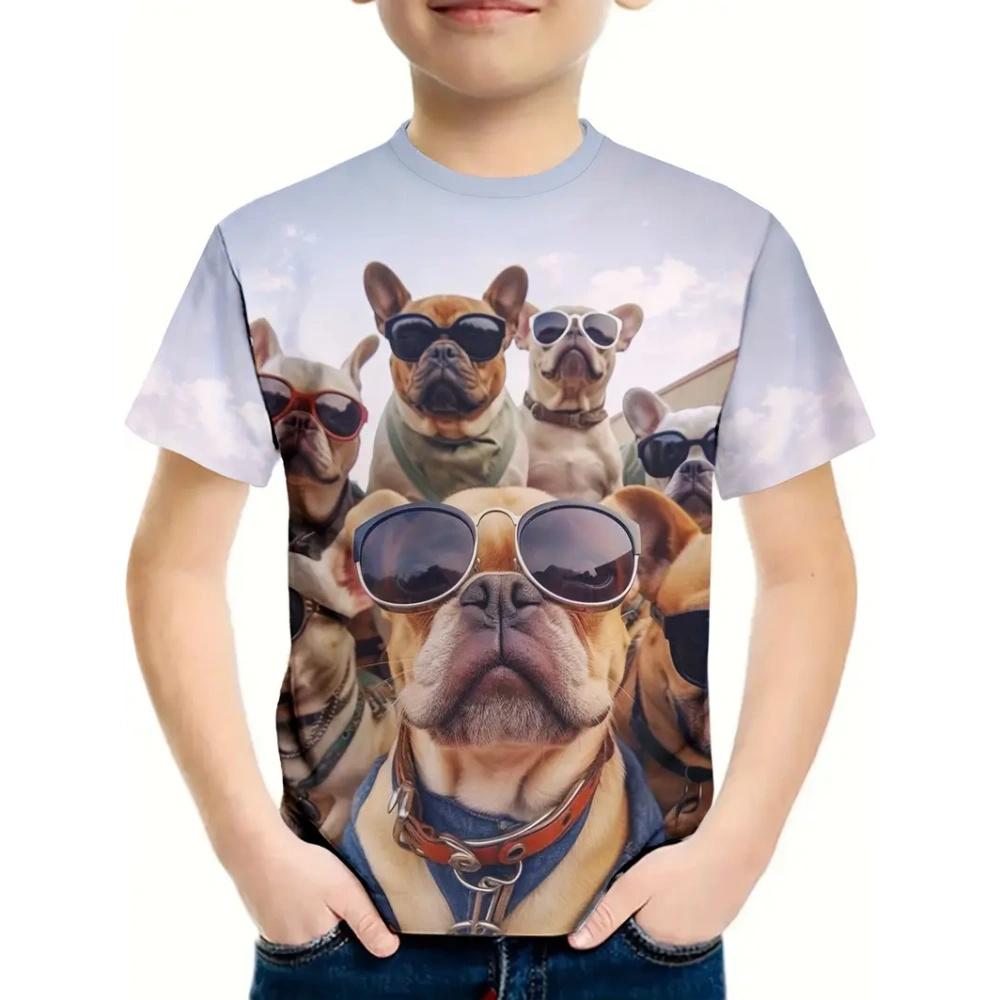 Nové retro psí 3D tištěné ležérní dětské oblečení top tričko módní dětské oblečení pro chlapce
