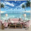 2D Tropical Beach Tapestry Palm Tree Ocean Wall Hanging Backdrop