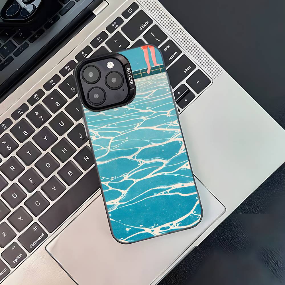 Coque de téléphone Art David Hockney Pour iPhone 17,16,15,14,13,12,11,Pro,XS,Max,Plus,Mini,SE4,E Noir Mat Housse antichoc