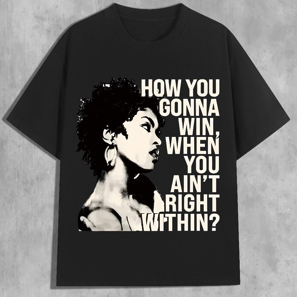 

Y2K Modern Portrait English Alphabet Printing Versatile Street Trend Fashion Casual Top Crew Neck Short Sleeve T-Shirt 4XL