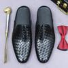 Mode Neueste Herren Hausschuhe Flechtmuster Echtleder Slipper Herren Mokassins Lässig Slip On Herrenschuhe Sommer Halbschuhe für Herren