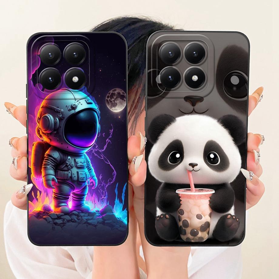 Phone Case For Xiaomi 15T Pro New Fashion Black Cat Cartoon Dragon Animals Pattern Bumper For Xiaomi Mi 15T Liquid Silicone Capa