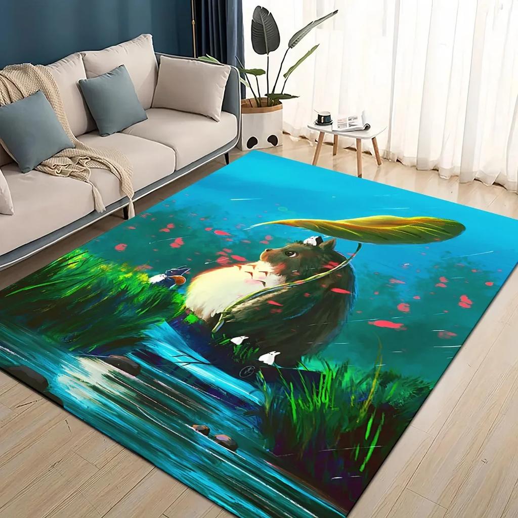 3D T-Totoros Cartoon Area Rug Large,Carpet Rug for Living Room Bedroom Sofa Doormat Decoration,kid Play Non-slip Floor Mat