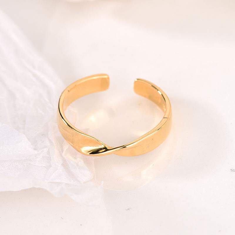 Fashion Personalized Index Finger Ring Niche Design Geometric Twist Open Ring Temperament Retro Couple Ring for Girlfriend Simple Geometric Ring