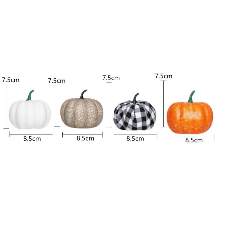 16pcs/set Halloween Foam Pumpkin Decor Set Realistic Checkered Table Centerpiece for Kitchen Fall Harvest Display Photo Props