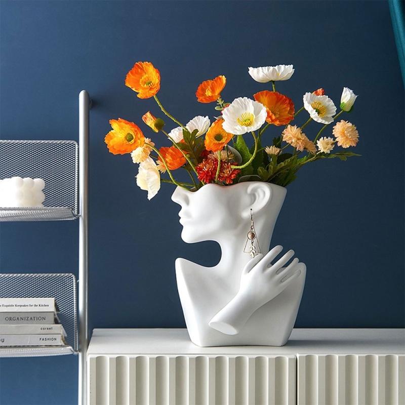 Half-body Human Body Vase Silicone Pot Mold Succulent Flowerpot Clay Cement Plaster Mold DIY Home Garden Flower Pot Mold