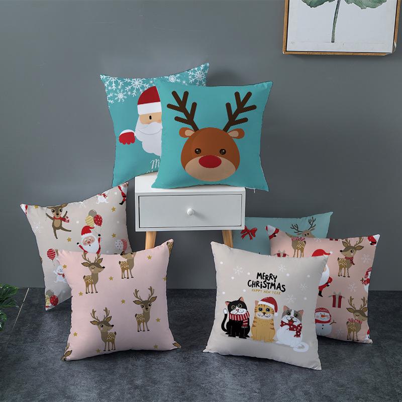 Christmas Cartoon Animal Car Sofa Pillow Cushion Cover Digital Printed Pillow Cover