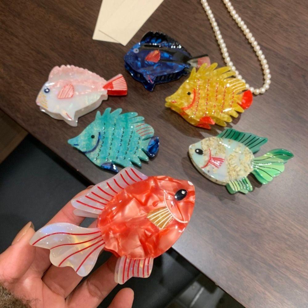 Colorful Marine Life Fish Hair Clip Large Fish Grab Clip Sweet Acetic Acid Hairpin Streetwear