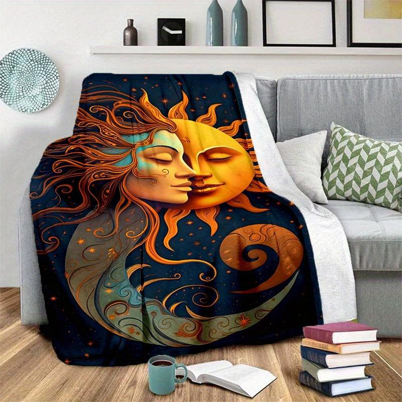 Dream Sun Moon Blanket Bohemian Home Bedroom Decor Blanket Flannel Blanket