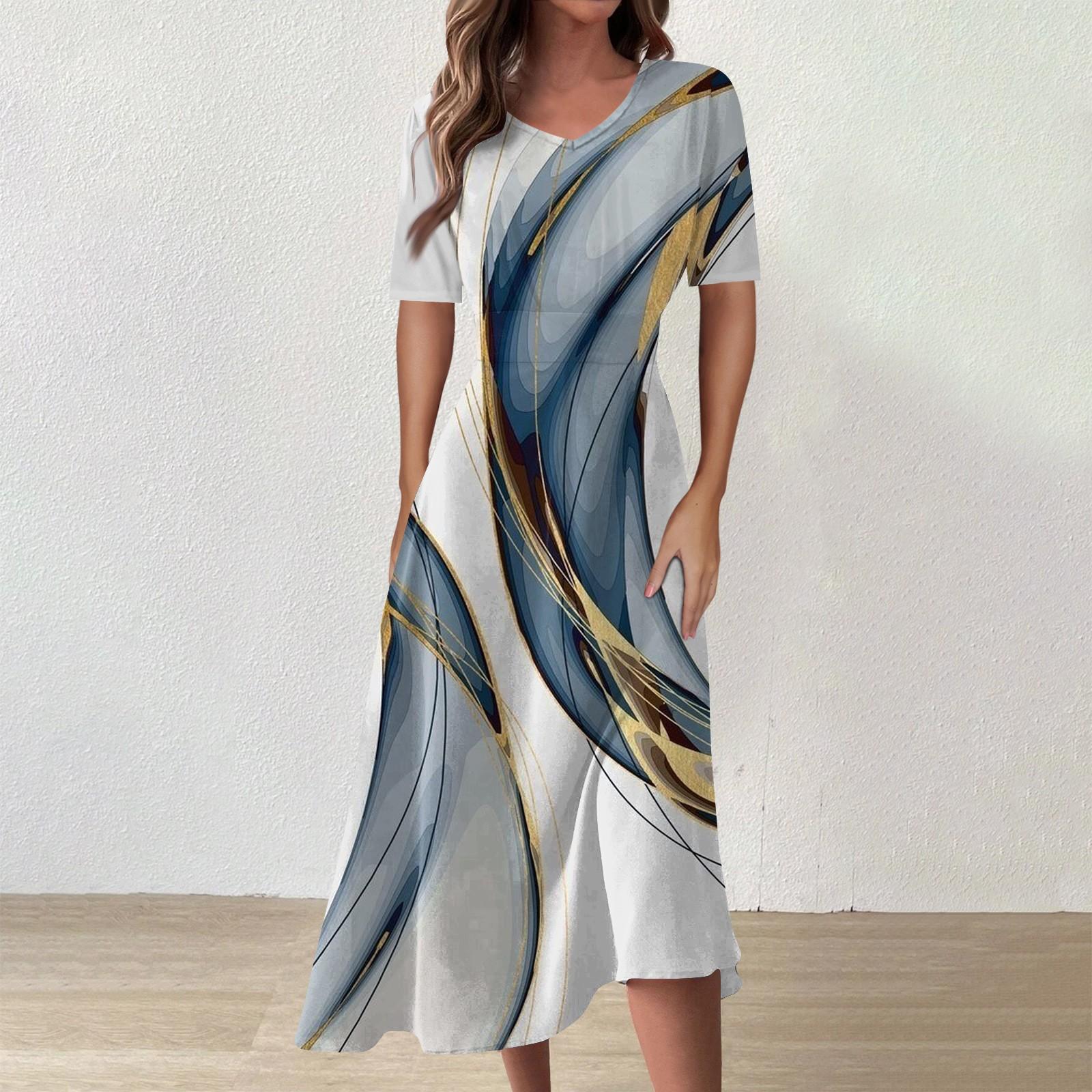 

Женское повседневное модное платье с v-образным вырезом и коротким рукавом на талии, длинное свободное платье M белый