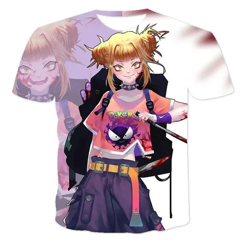 3D My Hero Academia Anime Character Graphic Printed Casual Short Sleeved Men's T-shirts - Medium Stretch Polyester Fabric Summer Relaxed Fit Clothing