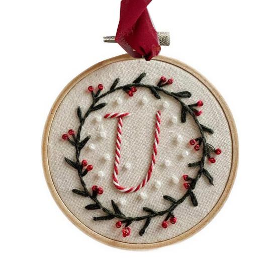 DIY Embroidered Christmas Ornaments Personalized Initial A–Z Monogram Embroidery Set Mini Handmade Christmas Embroidery