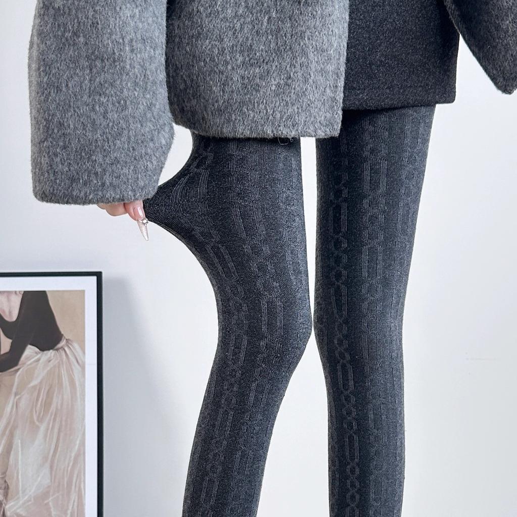 Korean Simple Vertical Striped Tights for Women Vintage Thermal Light Slimming Stockings Winter Versatile Pantyhose Leggings