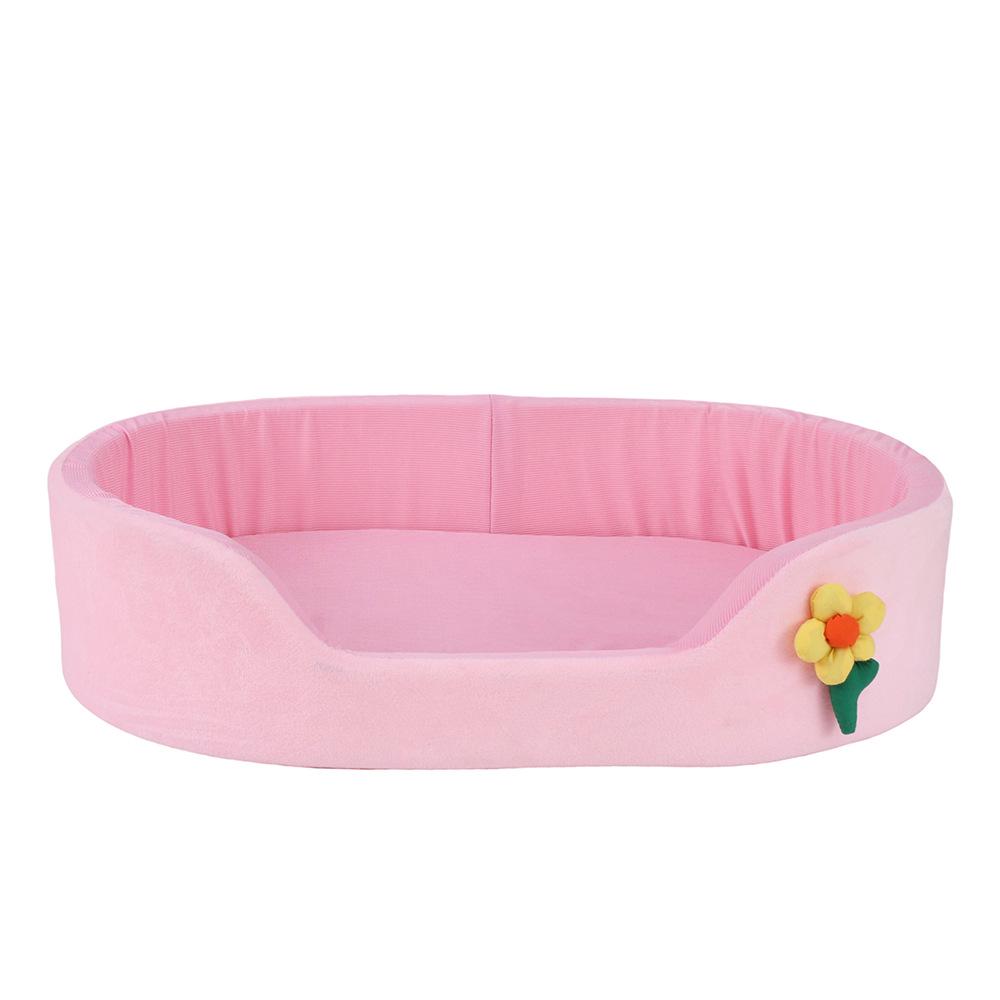 

Four Seasons Breathable Ice Silk Dog Bed - Removable, Washable, and Cool Pet Nest S: 40x30x12.5cm розовый