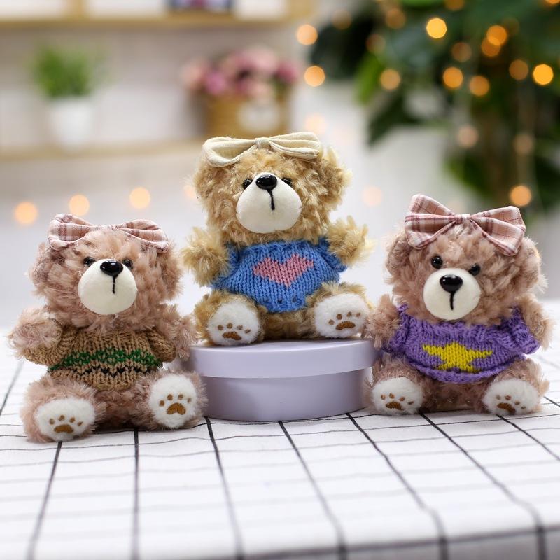 Plush Toy Pendant Cute Sweater Bear Keychain Doll Grab Machine Doll Bag Hanging Ornament Event Gift