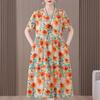 Plus Size Women's Summer Dress Elegant Loose Short Sleeve Long Dress Female Vintage Clothes