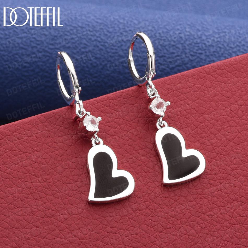 925 Sterling Silver AAA Zircon Romantic Love Pendant Earrings - Exquisite Gift Jewelry