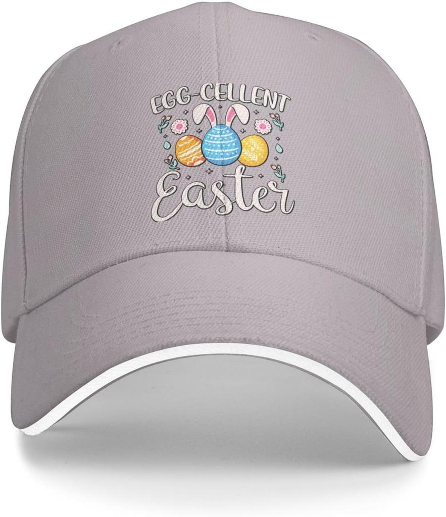 Egg Cellent Easter Baseball Cap Polyester Print Casual Adjustable Baseball Hat for Adults