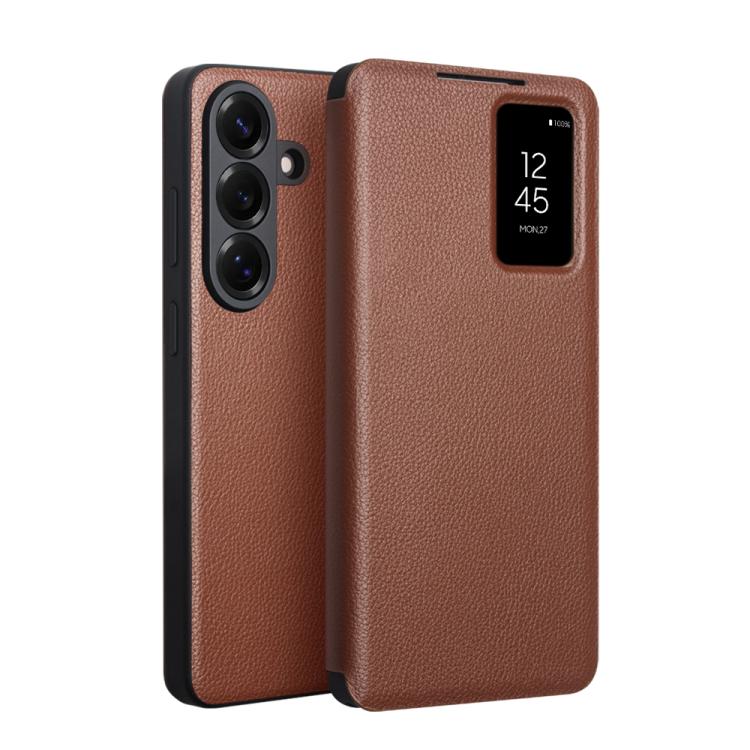QIALINO Magnetische Echte Leder Smart Sleep-Wake Handyhülle für Samsung Galaxy S26+ 5G