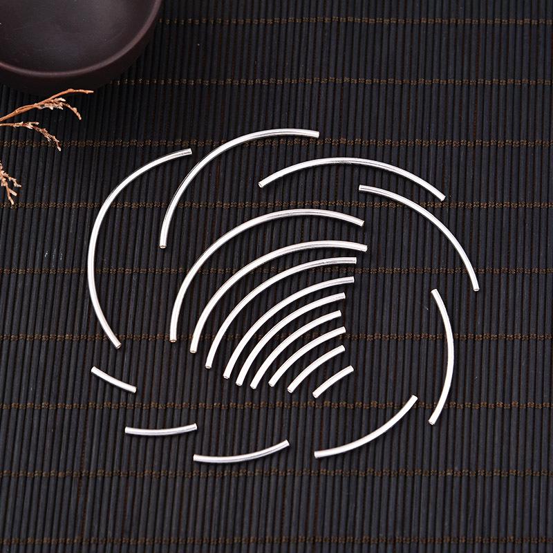 S925 Sterling Silver 1.5mm Curved Tube Beads for DIY Bracelets