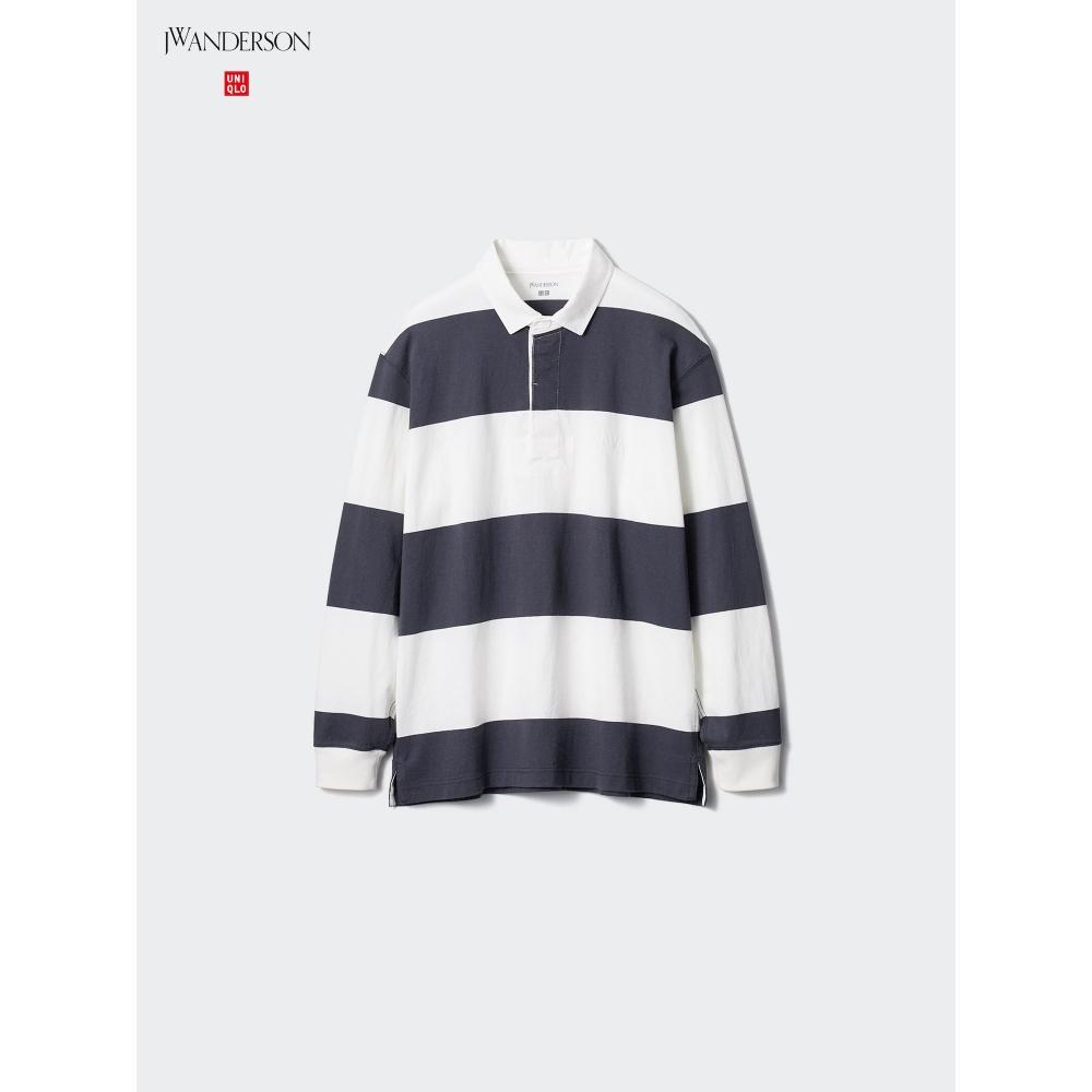 

Uniqlo Рубашка поло в полоску Rugger Stripe большого размера с длинным рукавом 64 BLUE/MEN XS
