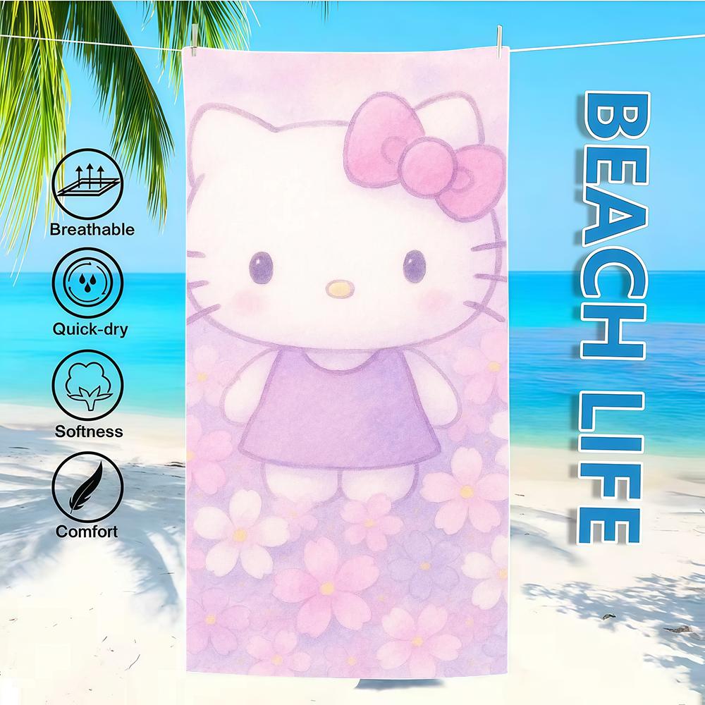 

Flower SRO Beautiful Towel Textile Bathrobe Beach Quick-Drying Lightweight Portable Camping Family Swim Pool Travel W30*H60(CM)