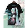 Summer Fashion Cartoon Hatsune Miku Anime Print Trend Cute and Comfortable Casual Round Neck Short Sleeved T-shirt