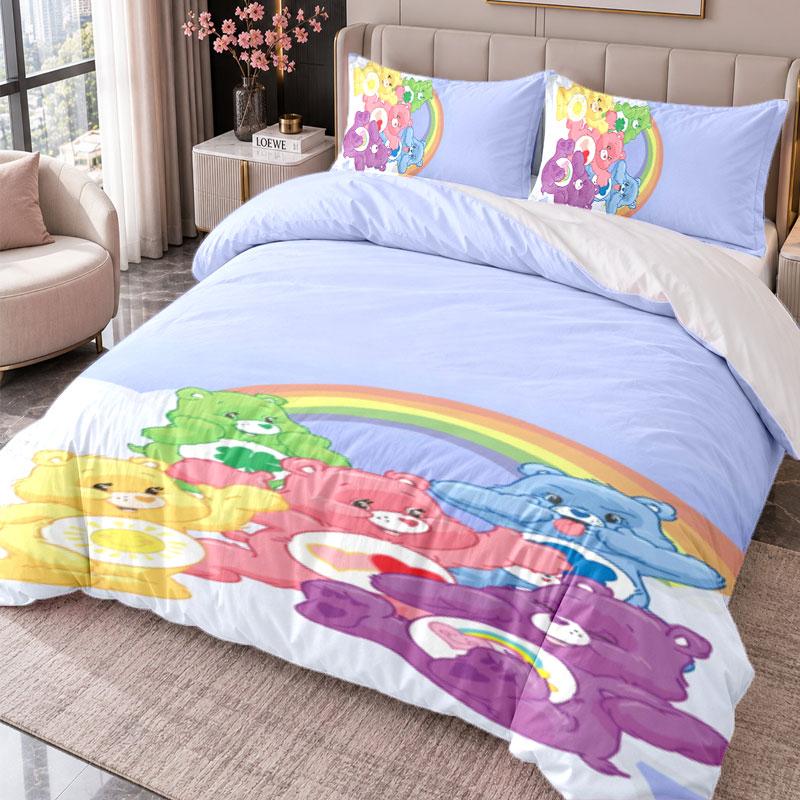 Care Bears 3Pcs Bedding Set Duvet Cover With Two Pillowcases For Bedroom Home Decoration