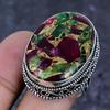 Natürlicher Kupfer Rubin Zoisit Edelstein 925 Sterling Silber Schmuck Ringgröße 8 ETC-13907
